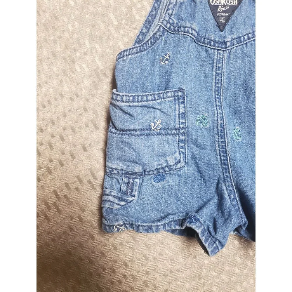 OshKosh BGosh Nautical Blue jean Overall short‎ 12m